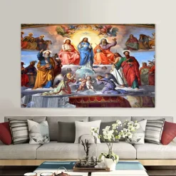 Medieval Tapestry Middle Age Wall Art Jesus and Angels Large Tapestry Mural Decor Photograph Backdrop Blanket Curtain Home Bedroom Living Room Decoration