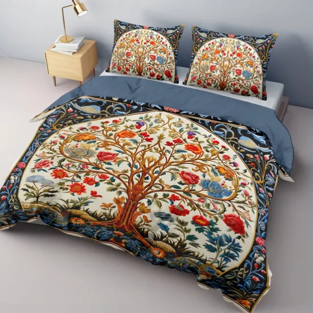 Medieval The Tree of Life Pattern Duvet Cover Set Set Soft 3-Piece Luxury Cotton Bedding Set Home Decor Gift King Queen Duvet Cover