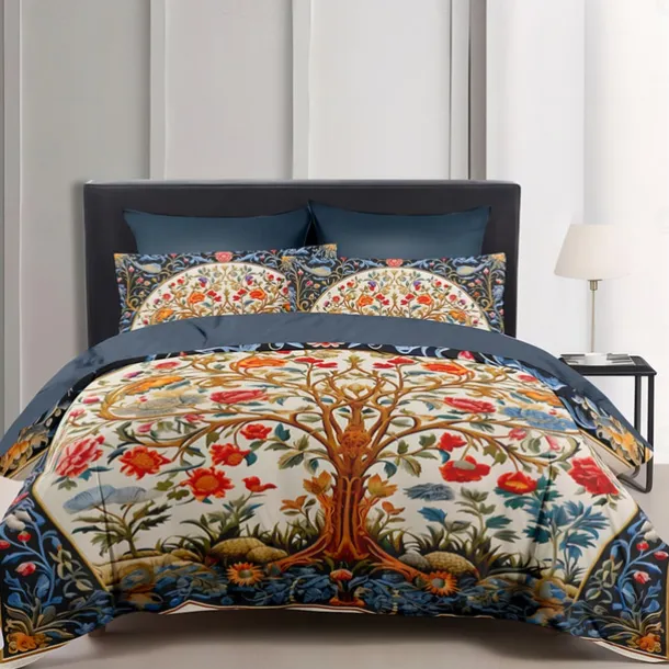 Medieval The Tree of Life Pattern Duvet Cover Set Set Soft 3-Piece Luxury Cotton Bedding Set Home Decor Gift King Queen Duvet Cover