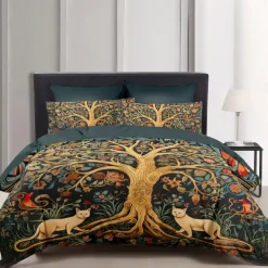 Medieval The Tree of Life Pattern Duvet Cover Set Set Soft 3-Piece Luxury Cotton Bedding Set Home Decor Gift King Queen Duvet Cover