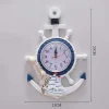 Mediterranean Style Blue and White Rudder Helmsman Anchor Personalized Wall Clock Clock Electronic Watch Decoration Navigation Clock Office Home Ocean Theme Wall Hanging