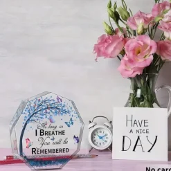 Memorial Acrylic Plaque As Long As I Breathe, You Will Be Remembered Acrylic Octagonal Memorial Sign, Thoughtful Remembrance Gift
