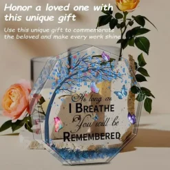 Memorial Acrylic Plaque As Long As I Breathe, You Will Be Remembered Acrylic Octagonal Memorial Sign, Thoughtful Remembrance Gift