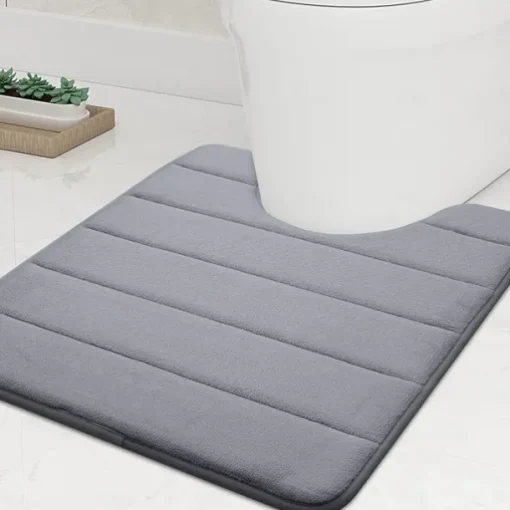 Memory Foam Bath Mat Non-slip Contour Toilet Bath Rug, U-Shaped Non Slip Absorbent Thick Soft Washable Bathroom Rugs, Floor Carpet Bath Mat for Bathroom Sink Toilet 50*60CM (20" x 24")