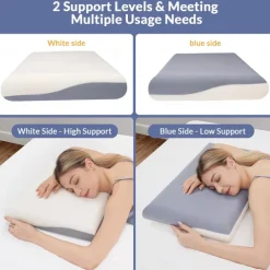 Memory Foam Pillow, Double Sided Different Firmness Zero Pressure Pillow, Comfortable and Breathable Provides Neck Support and Shoulder Pain Relief