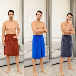 Men's Bath Towel Wearable and Wrapable Soft and Absorbent Extra-large Size Bathrobe-style Home-use Long Towel