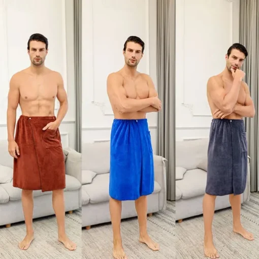 Men's Bath Towel Wearable and Wrapable Soft and Absorbent Extra-large Size Bathrobe-style Home-use Long Towel