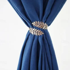 Mental Curtain Tie Backs Drapery Tiebacks Holdbacks Modern Metal Leaf Buckle Decorative Draperies Window Treatments 1 Pcs