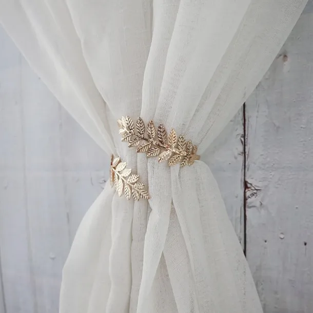 Mental Curtain Tie Backs Drapery Tiebacks Holdbacks Modern Metal Leaf Buckle Decorative Draperies Window Treatments 1 Pcs