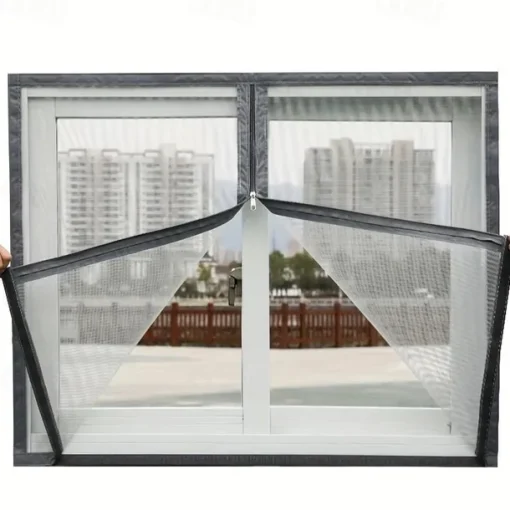 Mesh Screen Mosquito Nets For Windows, Summer Insect-proof Curtains, Removable Household Screen Doors, Invisible Custom Zipper Mosquito Nets Adjustable Screen Window