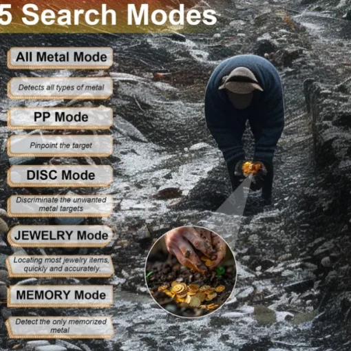 Metal Detector for Adults Professional, Detector De Metales for Gold and Silver with LCD Display, 5 Mode, Waterproof with 10" IP68 Search Coil and Upgraded Advanced DSP Chips