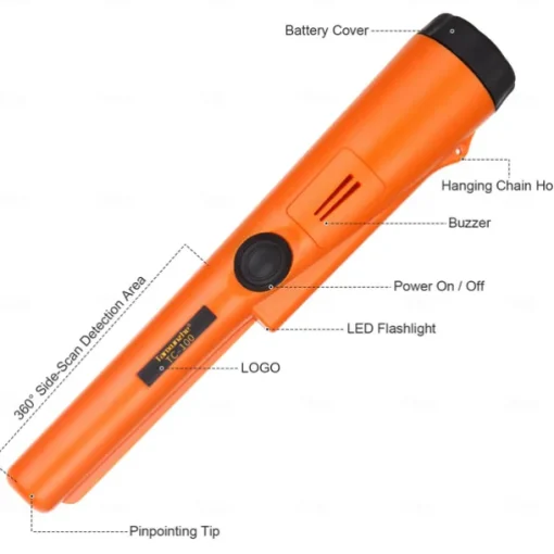Metal Detector Pinpointer, Fully Submersible Waterproof Handheld Pin Pointer Wand, Search Treasure Pinpointing Finder Probe for Adults, Kids