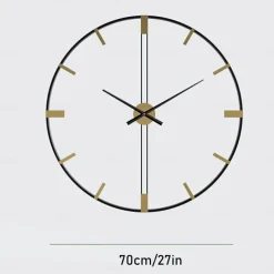 Metal Round Large Wall Clock Creative Wrought Iron Clock Retro Wrought 60 cm Silent Wall Clock Non-Ticking Battery Operated for Home Kitchen Cafe Hotel Office