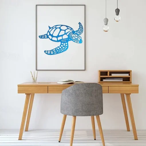 Metal Sea Turtle Ornament Beach Theme Decor Wall Art Decorations Wall Hanging Beach Sculpture Metal Farmhouse Turtle Wall Art for Home Garden