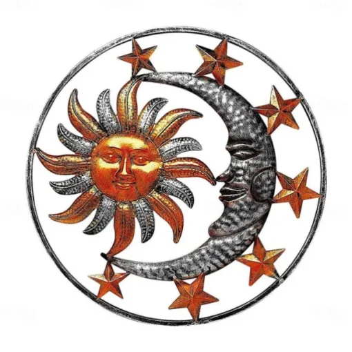 Metal Sun Moon Star Wall Plaque Decorative Figurine Indoor Outdoor Garden Wall Art Decor Home Decoration Accessories