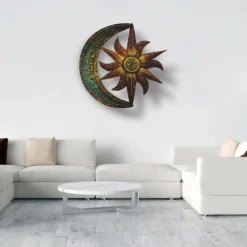 Metal Sun Moon Wall Decor, Flat Sun Wall Decor, Sun And Moon Wall Decor, Sun Wall Art, Garden Decor Room Decor Sun Wall Decor, Outdoor Sun Wall Art, Outdoor Metal Sun Wall Decor, Sun Art 30*30cm(11.8*11.8")