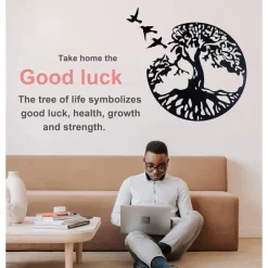 Metal Tree of Life Wall Art Decor, Large Tree of Life and Birds of Peace Wall Plaque Decorative Garden Art Hanging Sculpture