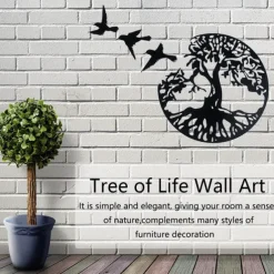 Metal Tree of Life Wall Art Decor, Large Tree of Life and Birds of Peace Wall Plaque Decorative Garden Art Hanging Sculpture