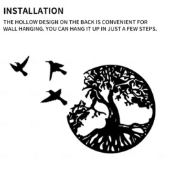 Metal Tree of Life Wall Art Decor, Large Tree of Life and Birds of Peace Wall Plaque Decorative Garden Art Hanging Sculpture