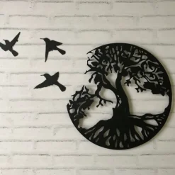 Metal Tree of Life Wall Art Decor, Large Tree of Life and Birds of Peace Wall Plaque Decorative Garden Art Hanging Sculpture