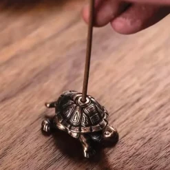Metal Turtle Shaped Incense Stick Holder Bronze Finish Unique Home Decor Accessories
