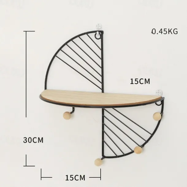 Metal Wall Art Decoration Shelf Hallway Wall Hanging Shelves for Living Room Artcrafts Features Display Rack Flower Pot Holder Tray Without Light