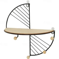 Metal Wall Art Decoration Shelf Hallway Wall Hanging Shelves for Living Room Artcrafts Features Display Rack Flower Pot Holder Tray Without Light