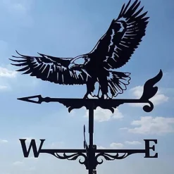 Metal Weather Vane Cock Decorated Weather Vane Iron Rooster Ornament for Roof Shack Indicating Wind Direction Yard Decor