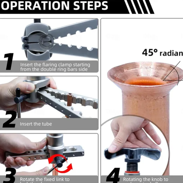 Metric Inch Orbital Flaring Tool Air Conditioning Flaring Tool for R407c/R410a with Pipe Cutter, 5-19MM, 3/16"-3/4"