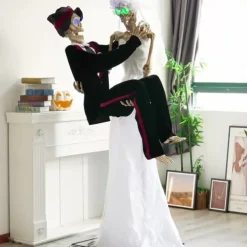 Mexican Day of the Dead Large Electric Decorative Item Halloween Amusement Park Haunted House Motion-Activated Skeleton Bride Decorative Prop