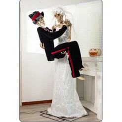 Mexican Day of the Dead Large Electric Decorative Item Halloween Amusement Park Haunted House Motion-Activated Skeleton Bride Decorative Prop