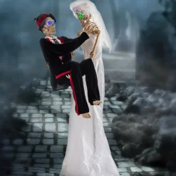 Mexican Day of the Dead Large Electric Decorative Item Halloween Amusement Park Haunted House Motion-Activated Skeleton Bride Decorative Prop