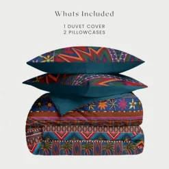 Mexican Pattern Duvet Cover Set 100% Cotton Soft and Breathable Bedding Featuring Tropical Parrot Lightweight and Durable Quilt Cover Comfortable for All Seasons Easy to Care