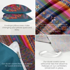 Mexican Pattern Duvet Cover Set 100% Cotton Soft and Breathable Bedding Featuring Tropical Parrot Lightweight and Durable Quilt Cover Comfortable for All Seasons Easy to Care