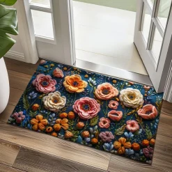 Mexico Folk Art Flowers Doormat Non-Slip Oil Proof Rug Indoor Outdoor Mat Bedroom Decor Bathroom Mat Entrance Rug Door Mat