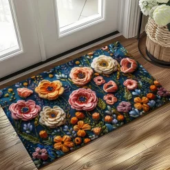 Mexico Folk Art Flowers Doormat Non-Slip Oil Proof Rug Indoor Outdoor Mat Bedroom Decor Bathroom Mat Entrance Rug Door Mat