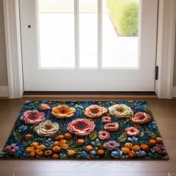 Mexico Folk Art Flowers Doormat Non-Slip Oil Proof Rug Indoor Outdoor Mat Bedroom Decor Bathroom Mat Entrance Rug Door Mat