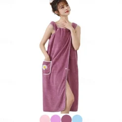 Microfiber Wearable Bath Towel Dress Super Absorbent Home Wear Bath Skirt Bath Towel Ladies Water-Absorbent Soft Thick Wrapped Bathrobe Quick-Dry Back To School College Student