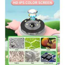 Microscope for Kids, Educational Science Kit Toys Portable Handheld Magnifying Glass, Macro Fixed Focus Digital Kid Microscopes Up to 500x Magnification,4X Zoom, Interactive Learning