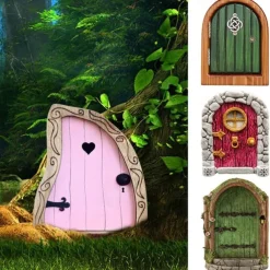Mini Fairy Door Hand Made Cute Pink Mouse Hole Miniature Art Decor Sculpture