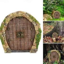 Mini Fairy Door Hand Made Cute Pink Mouse Hole Miniature Art Decor Sculpture