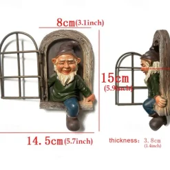 Mini Garden Crafts Decoration Gnome Leave The Window Whimsical Tree Sculpture Garden Decoration Garden Gnome Outdoor Ornament