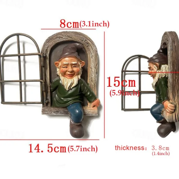 Mini Garden Crafts Decoration Gnome Leave The Window Whimsical Tree Sculpture Garden Decoration Garden Gnome Outdoor Ornament