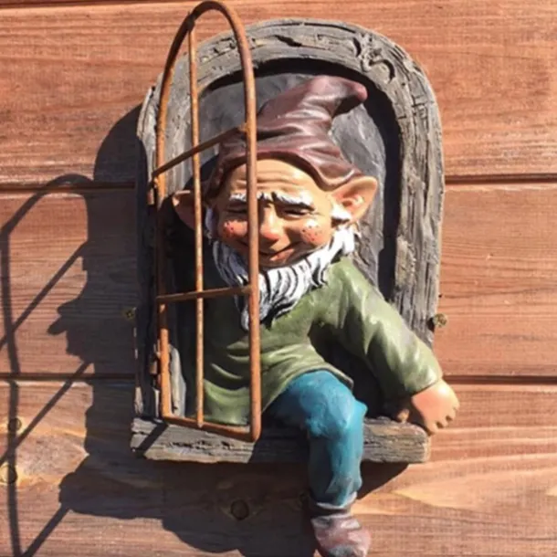 Mini Garden Crafts Decoration Gnome Leave The Window Whimsical Tree Sculpture Garden Decoration Garden Gnome Outdoor Ornament