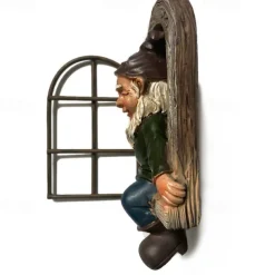 Mini Garden Crafts Decoration Gnome Leave The Window Whimsical Tree Sculpture Garden Decoration Garden Gnome Outdoor Ornament