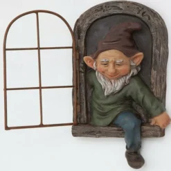 Mini Garden Crafts Decoration Gnome Leave The Window Whimsical Tree Sculpture Garden Decoration Garden Gnome Outdoor Ornament