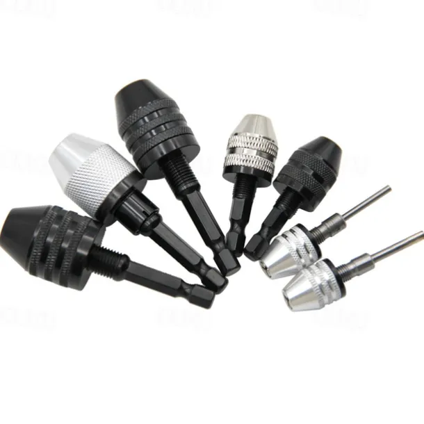 Mini Keyless Drill Chuck 0.3-8mm Self-Tighten Electric Drill Bits Collet Fixture Tools 1/4 Inch Hex Shank Quick Change Converter