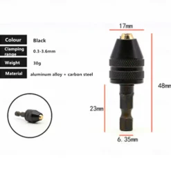 Mini Keyless Drill Chuck 0.3-8mm Self-Tighten Electric Drill Bits Collet Fixture Tools 1/4 Inch Hex Shank Quick Change Converter