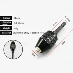 Mini Keyless Drill Chuck 0.3-8mm Self-Tighten Electric Drill Bits Collet Fixture Tools 1/4 Inch Hex Shank Quick Change Converter