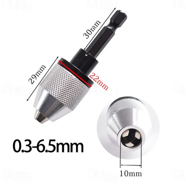 Mini Keyless Drill Chuck 0.3-8mm Self-Tighten Electric Drill Bits Collet Fixture Tools 1/4 Inch Hex Shank Quick Change Converter